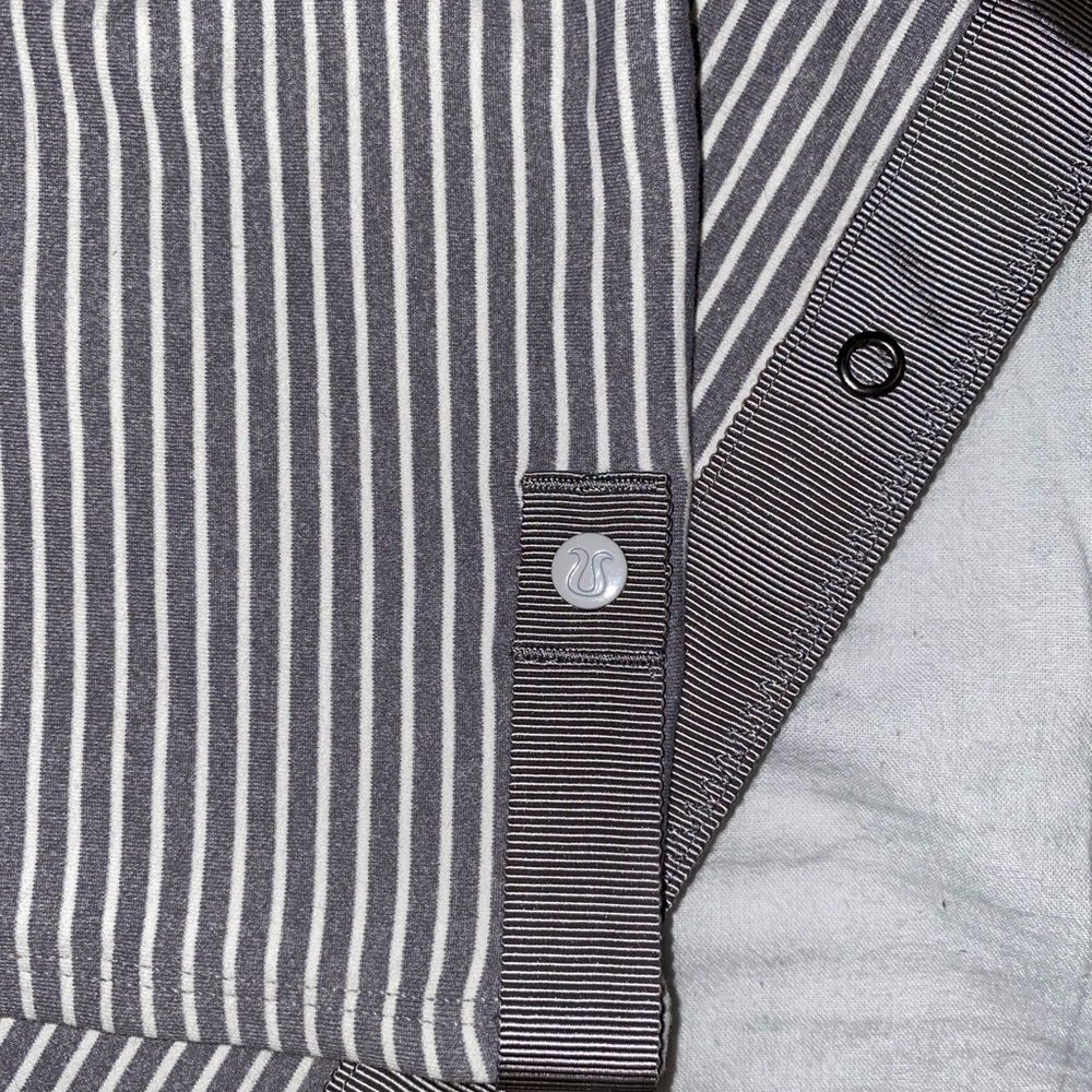 LULULEMON VINYASA SCARF HYPER STRIPE HEATHERED SLATE GHOST EEUC SNAPS